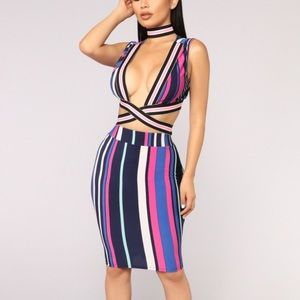 NEW Skyline Stripe Set - Blue/Pink